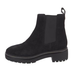 Tory Burch Black Suede Lug Sole Chelsea Ankle Boots
